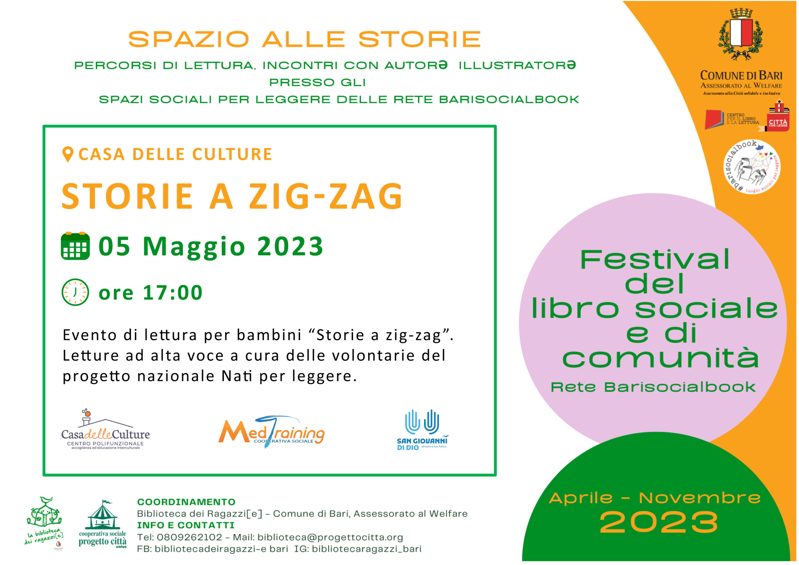 “Storie a zig-zag”, il 5 maggio letture ad alta voce con Nati per leggere
