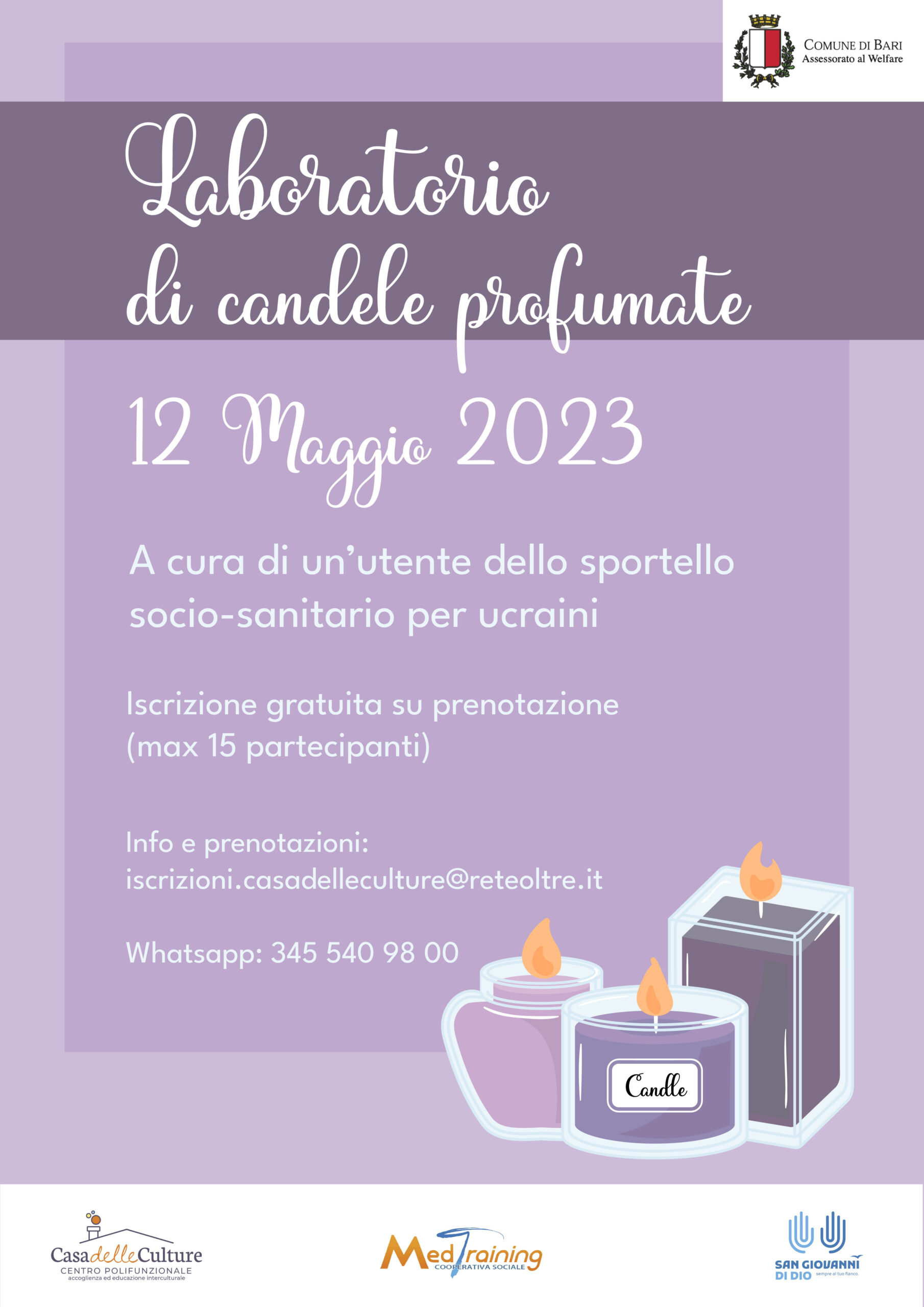 Al via il 12 maggio il laboratorio di Candele profumate a cura di un rifugiata ucraina